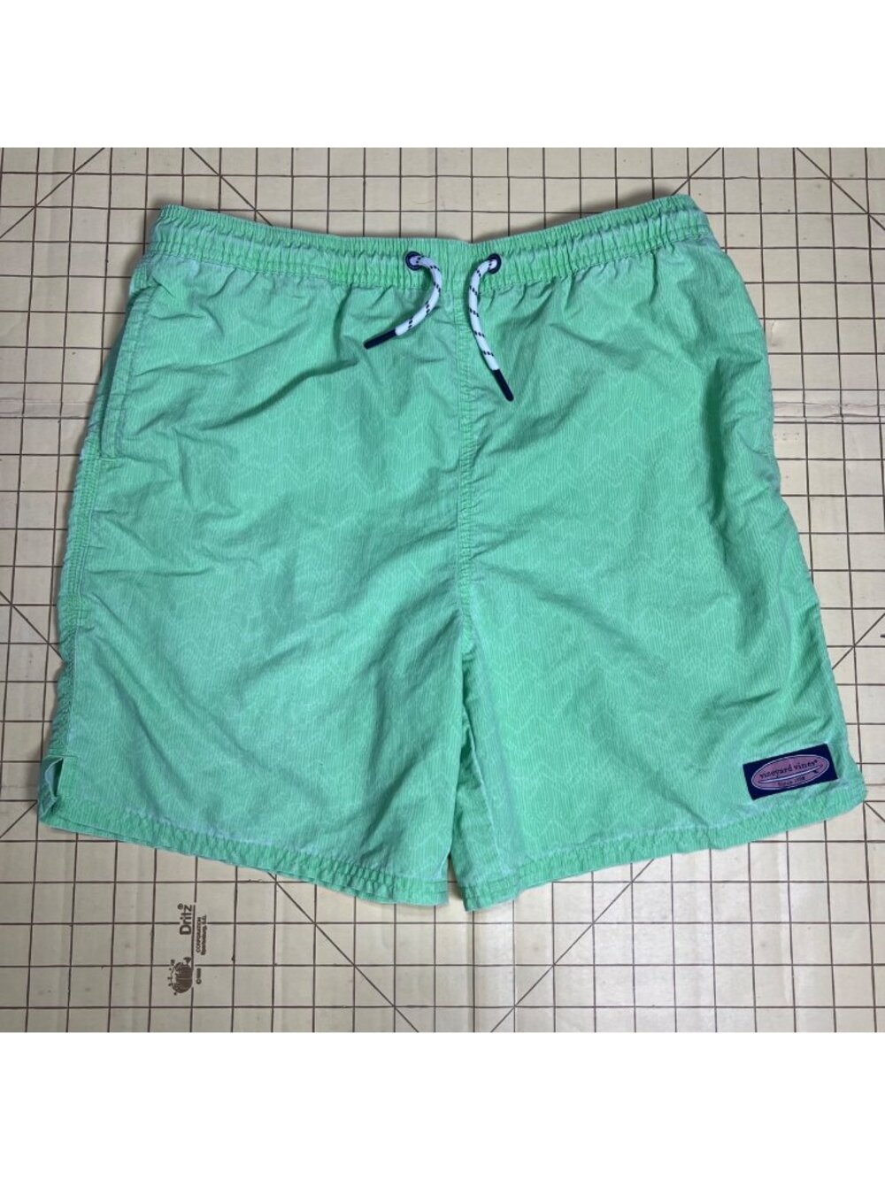 Vineyard Vines Mens XL Green Swim Trunks Elastic Waist Adjustable Drawstring Bac